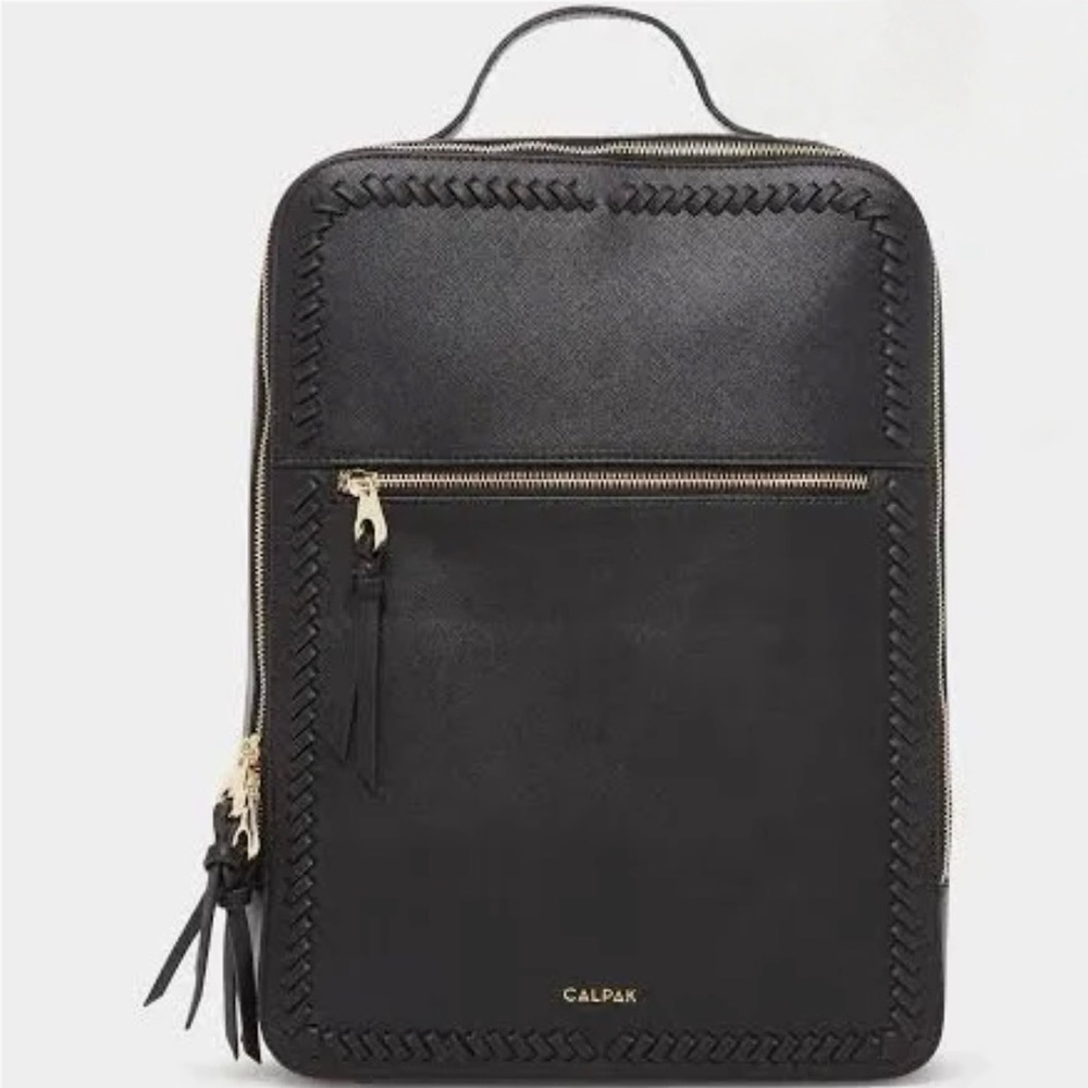 CALPAK Kaya Laptop Backpack in Black and Gold Accents